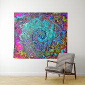 Trippy Sky Blue Abstract Retro Liquid Swirl Wandkleed (In Situ (horizontaal))