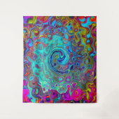 Trippy Sky Blue Abstract Retro Liquid Swirl Wandkleed (Voorkant)