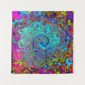 Trippy Sky Blue Abstract Retro Liquid Swirl Wandkleed (Voorkant (horizontaal))