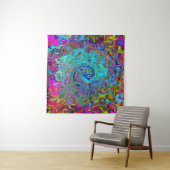 Trippy Sky Blue Abstract Retro Liquid Swirl Wandkleed (In Situ (horizontaal))