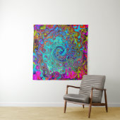 Trippy Sky Blue Abstract Retro Liquid Swirl Wandkleed (In situ)