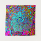 Trippy Sky Blue Abstract Retro Liquid Swirl Wandkleed (Voorkant)