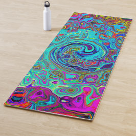 Trippy Sky Blue Abstract Retro Liquid Swirl Yogamat