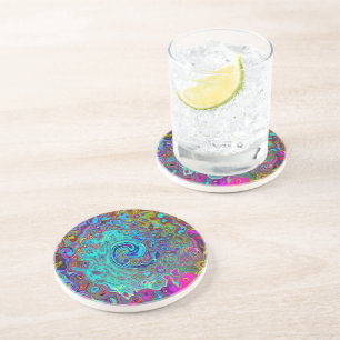 Trippy Sky Blue Abstract Retro Liquid Swirl Zandsteen Onderzetter