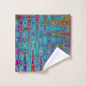 Trippy Sky Blue Abstracte Retro Atomic Waves Bad Handdoek (Wasdoekje)