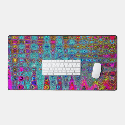 Trippy Sky Blue Abstracte Retro Atomic Waves Bureaumat (Keyboard & Muis)