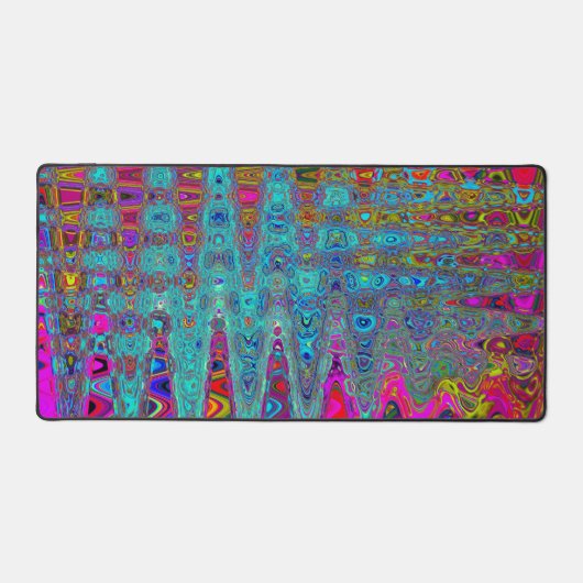 Trippy Sky Blue Abstracte Retro Atomic Waves Bureaumat (Voorkant)