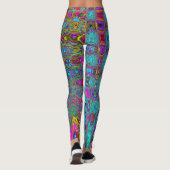 Trippy Sky Blue Abstracte Retro Atomic Waves Leggings (Achterkant)