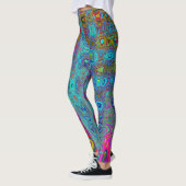 Trippy Sky Blue Abstracte Retro Atomic Waves Leggings (Links)