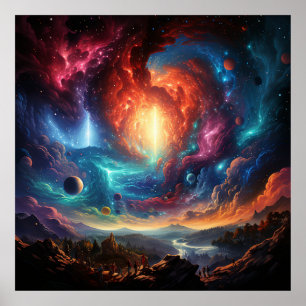 Trippy Sky Sci Fi Kunst Outerspace Poster