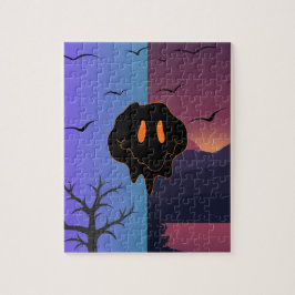 Trippy Smeltende Glimlach Gezicht Dag & Nacht Land Legpuzzel