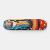 Trippy Smeltende Paddenstoel Retro Skateboard (Horizontaal)