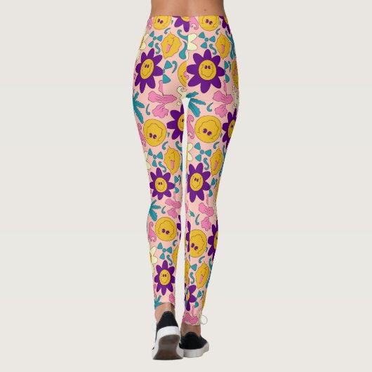 Trippy Smiley Seamless Pattern Leggings (Achterkant)
