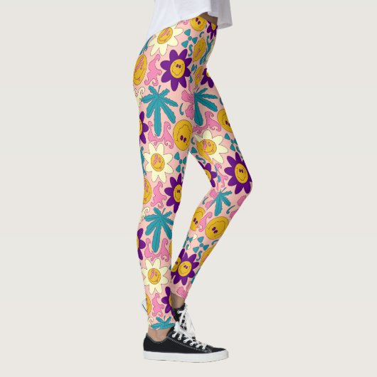 Trippy Smiley Seamless Pattern Leggings (Rechts)