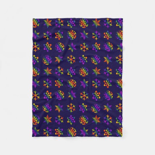 Trippy Snowflakes Fleece Deken (Voorkant)