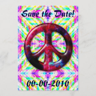 Trippy Space Nebula Peace Sign Invitations Save The Date