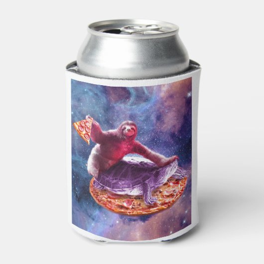Trippy Space Sloth Schildpad - luiaard Pizza Blikjeskoeler (Blikje Voorkant)