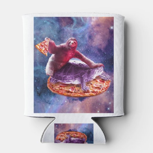 Trippy Space Sloth Schildpad - luiaard Pizza Blikjeskoeler (Achterkant)
