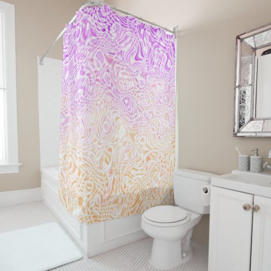 Trippy Squiggly Boho Abstract Trixic Pride Vlag Douchegordijn (In situ)