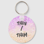 Trippy Squiggly Boho Abstract Trixic Pride Vlag Sleutelhanger (Voorkant)