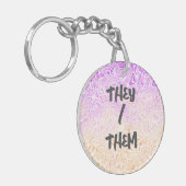 Trippy Squiggly Boho Abstract Trixic Pride Vlag Sleutelhanger (Voorkant Links)