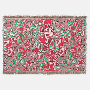 Trippy Squiggly Funky Maximalistische Kerst Strepe Deken