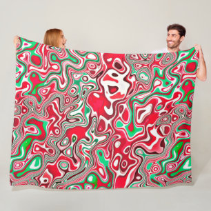 Trippy Squiggly Funky Maximalistische Kerst Strepe Fleece Deken
