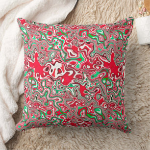 Trippy Squiggly Funky Maximalistische Kerst Strepe Kussen