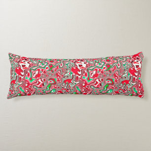 Trippy Squiggly Funky Maximalistische Kerst Strepe Lichaamskussen