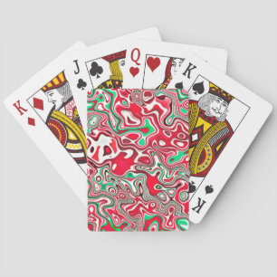 Trippy Squiggly Funky Maximalistische Kerst Strepe Pokerkaarten