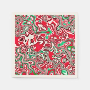 Trippy Squiggly Funky Maximalistische Kerst Strepe Servet