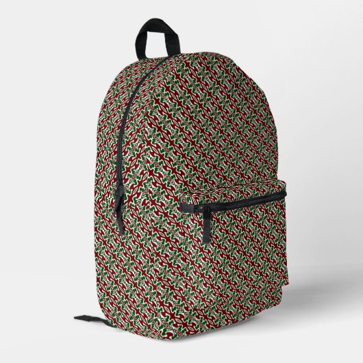 Trippy Squiggly Retro Mod Christmas Stripe Pattern Bedrukte Rugzak (Achterkant Hoek Links)