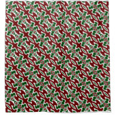 Trippy Squiggly Retro Mod Christmas Stripe Pattern Douchegordijn (Voorkant)