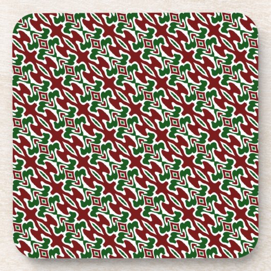 Trippy Squiggly Retro Mod Kerstmis Streeppatroon Bier Onderzetter (Voorkant)