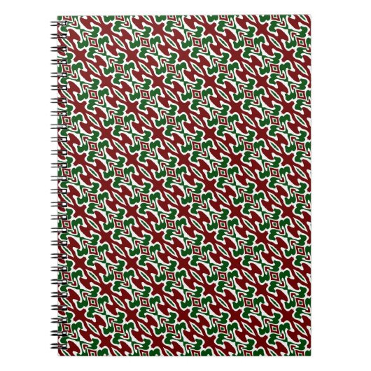 Trippy Squiggly Retro Mod Kerstmis Streeppatroon Notitieboek (Voorkant)