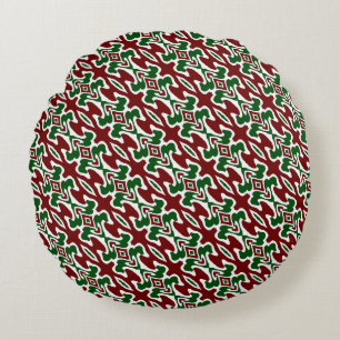 Trippy Squiggly Retro Mod Kerstmis Streeppatroon Rond Kussen