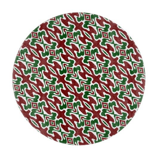 Trippy Squiggly Retro Mod Kerstmis Streeppatroon Snijplank (Voorkant)