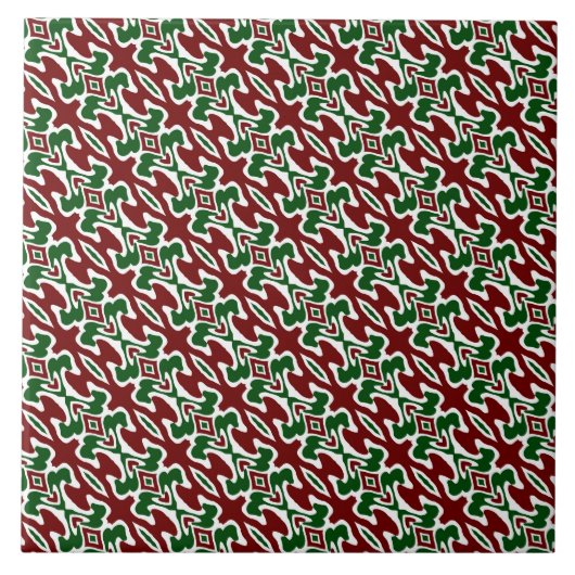 Trippy Squiggly Retro Mod Kerstmis Streeppatroon Tegeltje (Voorkant)