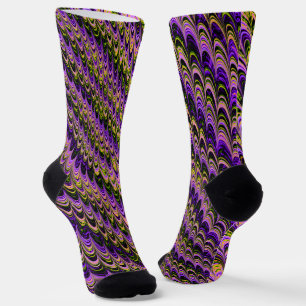 Trippy Squiggly Ripply Bohemian Funky Fractal Art Sokken