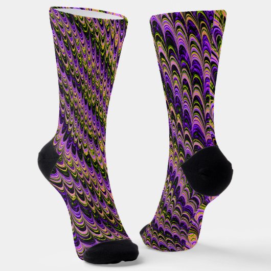 Trippy Squiggly Ripply Bohemian Funky Fractal Art Sokken (Gebogen)