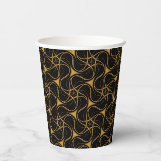 Trippy Starry Pattern Cool Yellow Star Black Papieren Bekers (Achterkant)