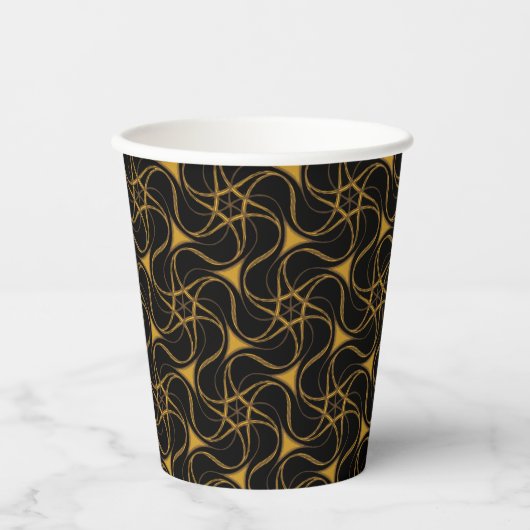 Trippy Starry Pattern Cool Yellow Star Black Papieren Bekers (Voorkant)