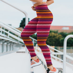 Trippy Stripes Bold Paars Psychedelic Glitchy Leggings