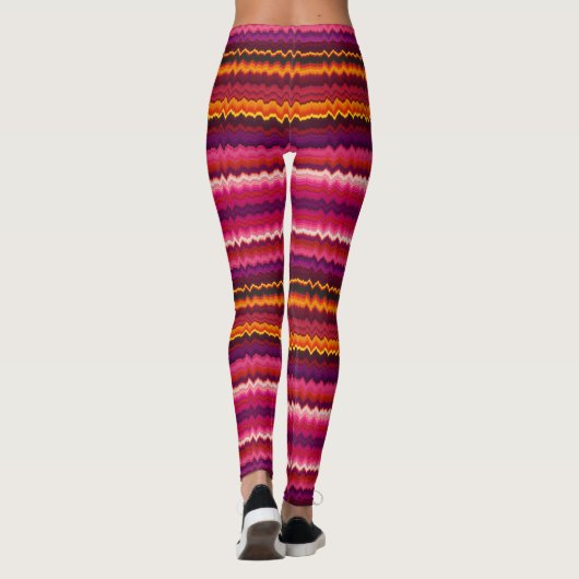Trippy Stripes Bold Paars Psychedelic Glitchy Leggings (Achterkant)
