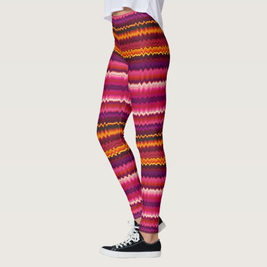 Trippy Stripes Bold Paars Psychedelic Glitchy Leggings (Links)