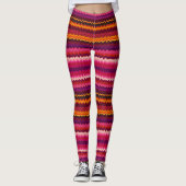 Trippy Stripes Bold Paars Psychedelic Glitchy Leggings (Voorkant)