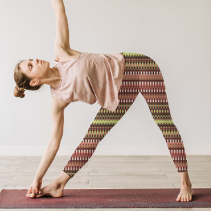 Trippy Stripes Earthy Colors Cool Psychedelic Leggings