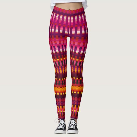 Trippy Stripes Paars en Roze Cool Psychedelic Leggings (Voorkant)