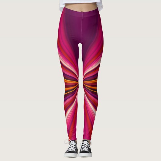 Trippy Stripes Paars en Roze Cool Psychedelic Leggings (Voorkant)