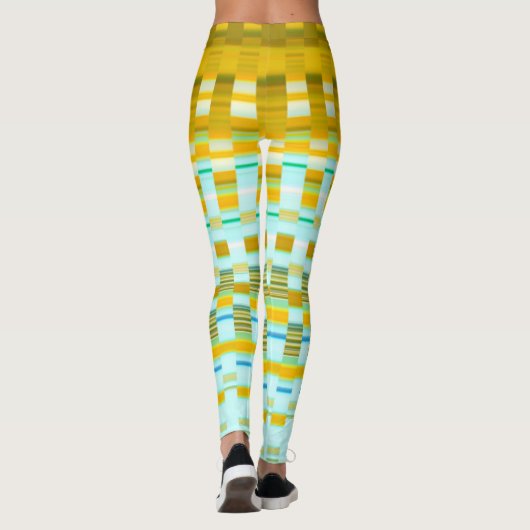 Trippy Stripes Yellow en Blue Psychedelic Pattern Leggings (Achterkant)